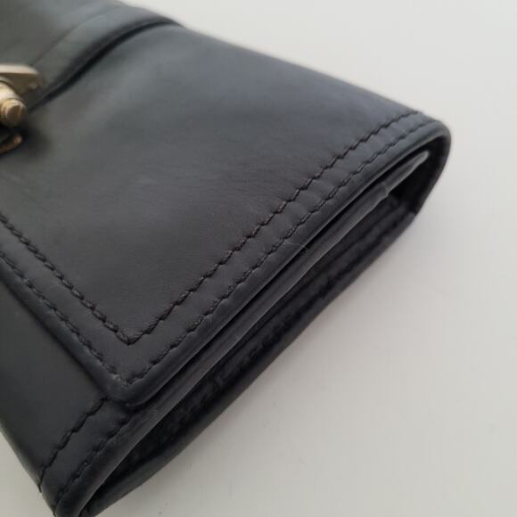 Givenchy Envelope Card Bill Holder Black Wallet Leather Vintage Clasp Large - Picture 12 of 15